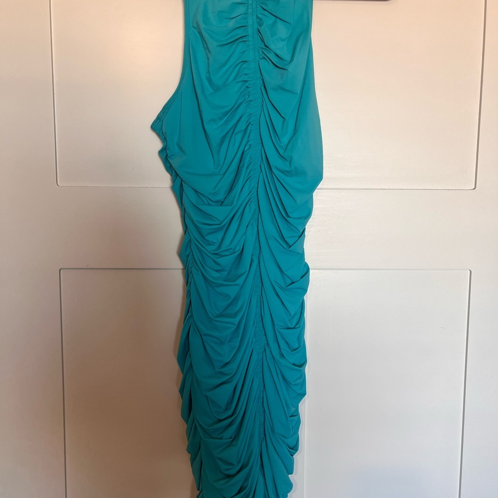 Emprada sleeveless Teal Dress with ruching